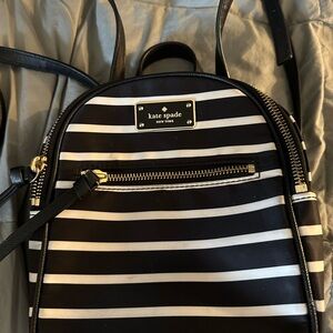 Kate Spade Black and White Striped Backpack